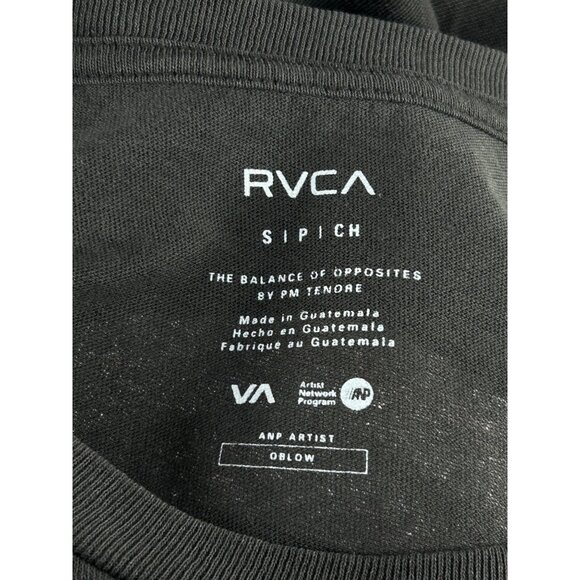 RVCA Crop Tee Sz S Faded Black Oversized Love Rainbow Graphic Embossed Cotton - Picture 7 of 10